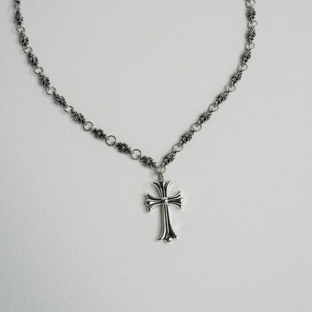 Silver Gothic Cross Chain Necklace